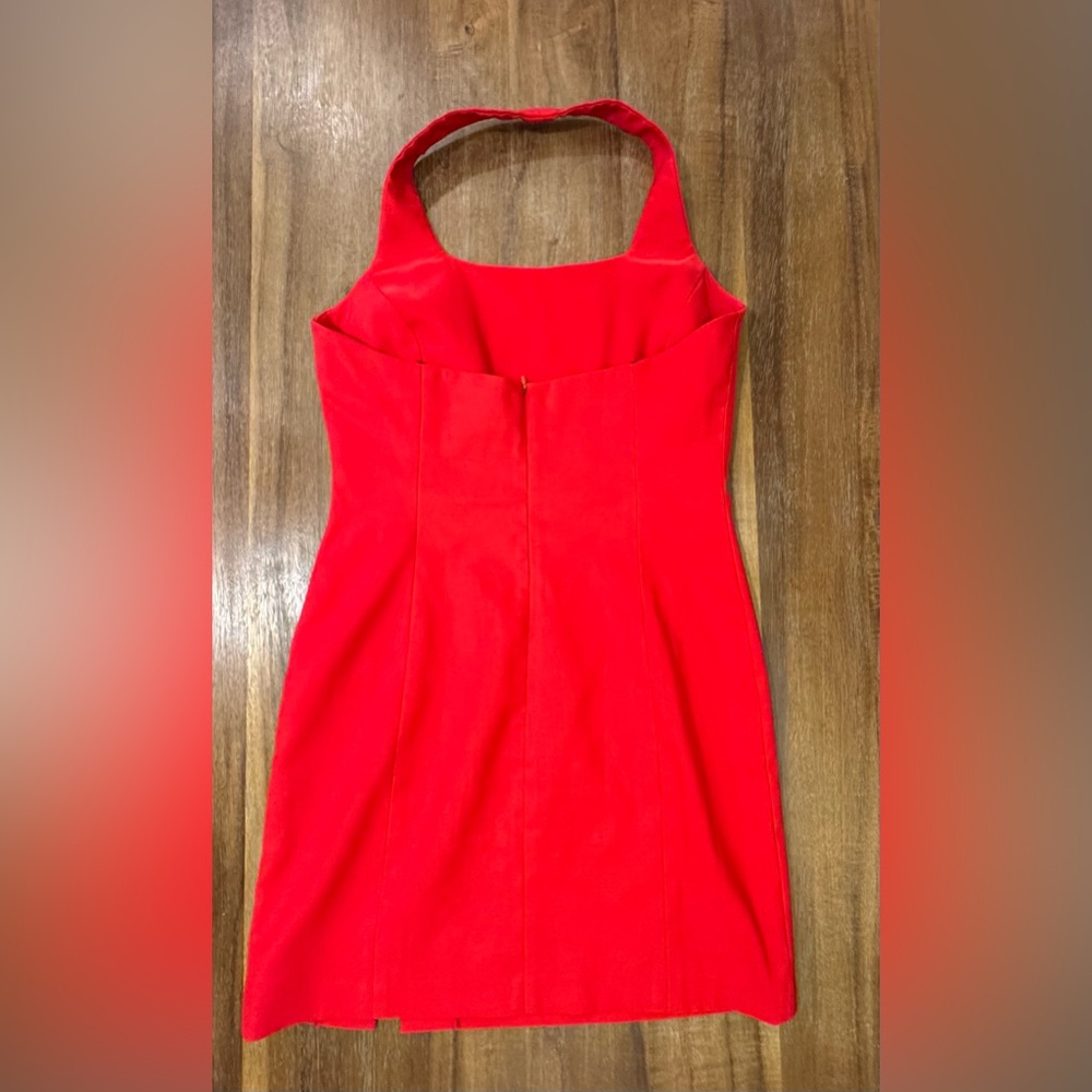 Vintage 1995 Sexy Cache’ Red Mini Halter Dress Size S - Picture 3 of 10